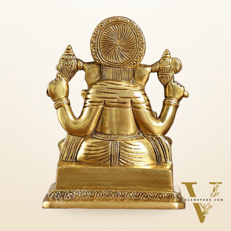 Small Brass Dagduseth Halwai Ganapati Idol | Height 6 inch