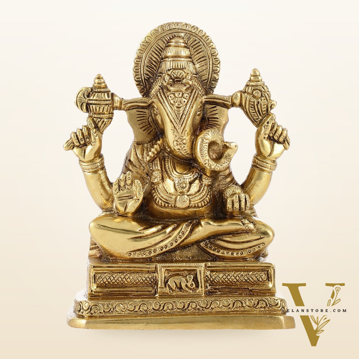 Small Brass Dagduseth Halwai Ganapati Idol | Height 6 inch