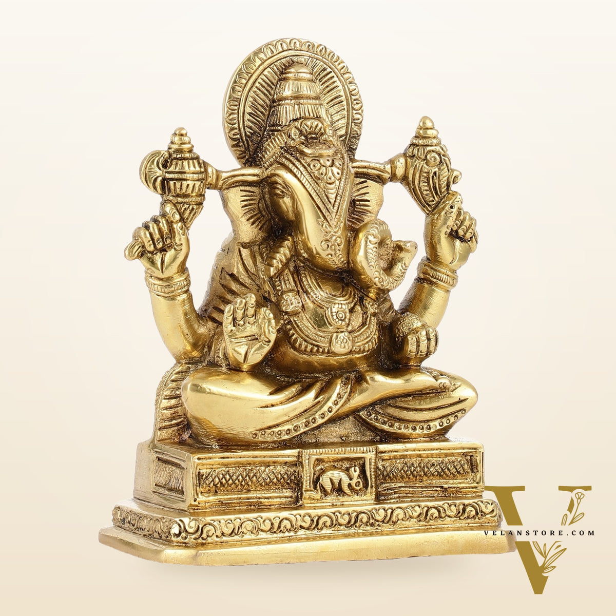Small Brass Dagduseth Halwai Ganapati Idol | Height 6 inch