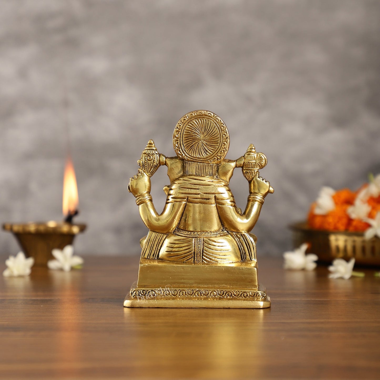 Small Brass Dagduseth Halwai Ganapati Idol | Height 6 inch