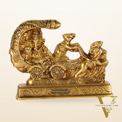 Small Brass Ganesha on Mooshak Rath - Perfect Gift Option