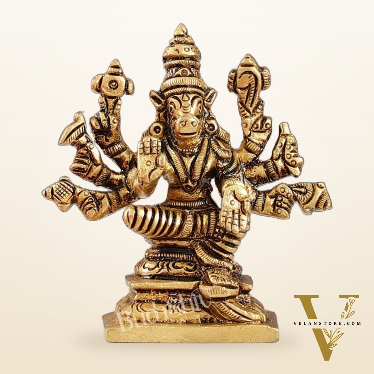 Small Brass Superfine Varahi Idol | 3.5" Height | Intricate Detail