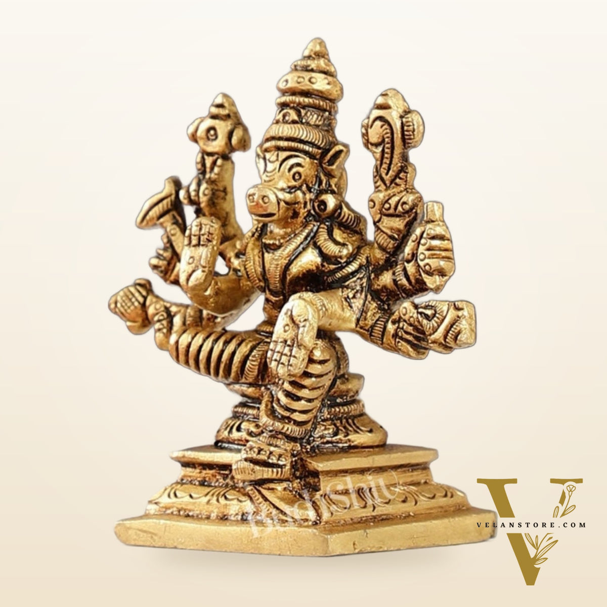 Small Brass Superfine Varahi Idol | 3.5" Height | Intricate Detail