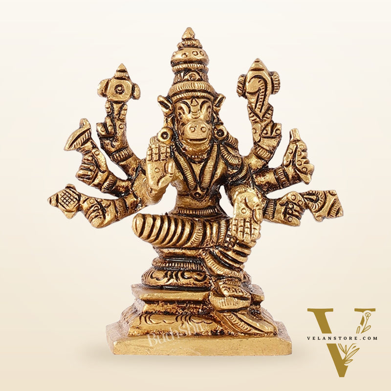Small Brass Superfine Varahi Idol | 3.5" Height | Intricate Detail