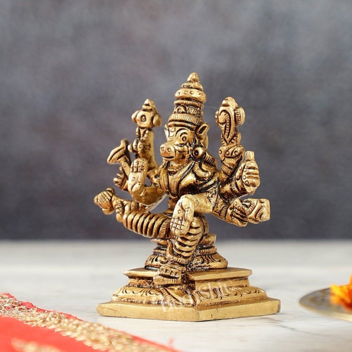 Small Brass Superfine Varahi Idol | 3.5" Height | Intricate Detail