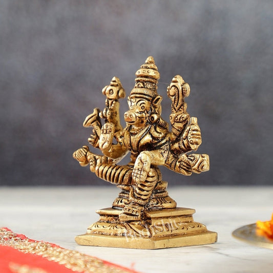 Small Brass Superfine Varahi Idol | 3.5" Height | Intricate Detail