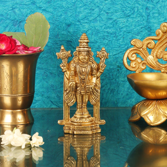 Small Lord Venkateshwara Perumal Brass Statue | 5 inch