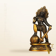 Small Pure Brass Black Standing Hanuman Idol | 6"