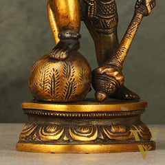 Small Pure Brass Black Standing Hanuman Idol | 6"
