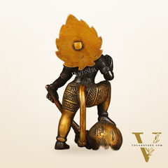 Small Pure Brass Black Standing Hanuman Idol | 6"