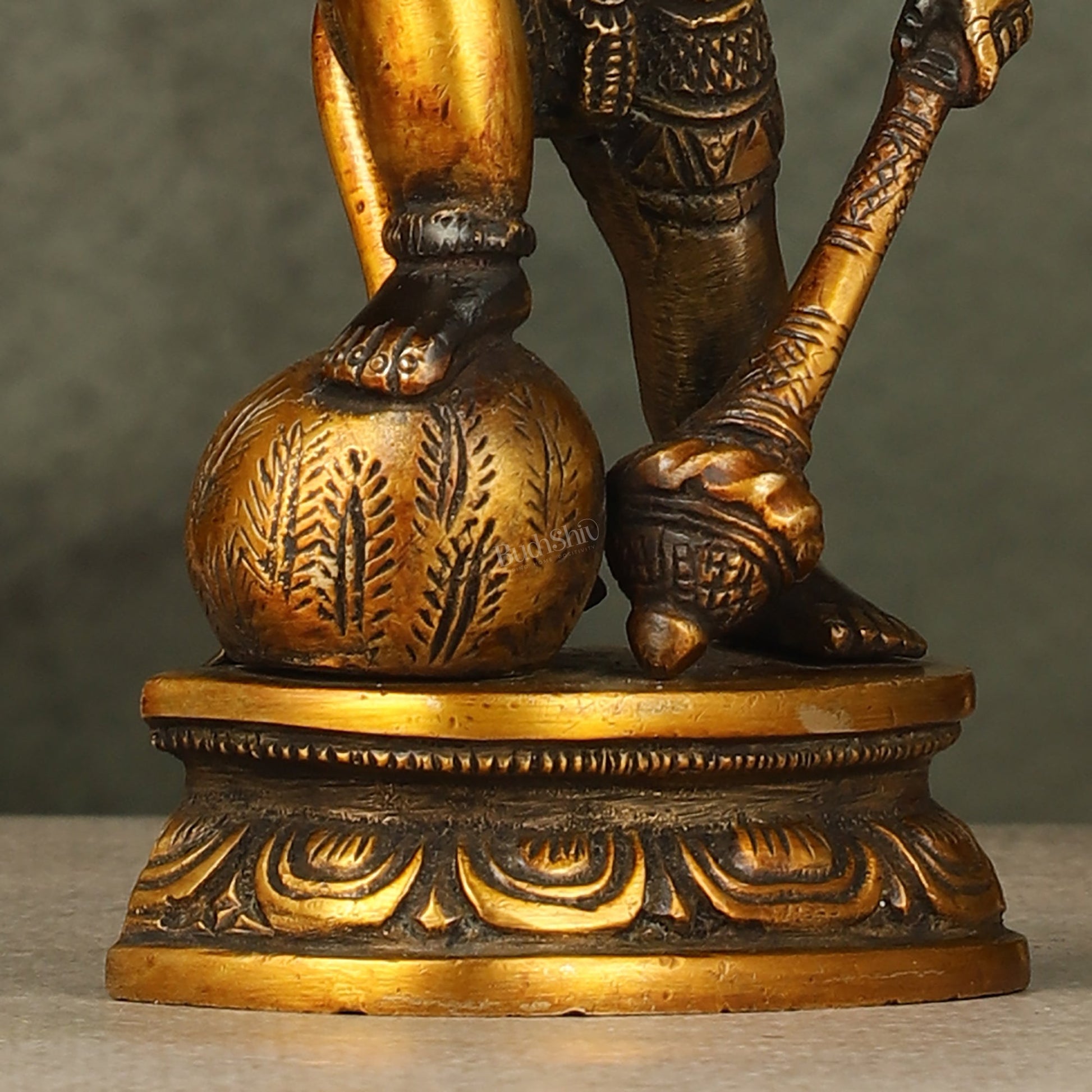 Small Pure Brass Black Standing Hanuman Idol | 6"