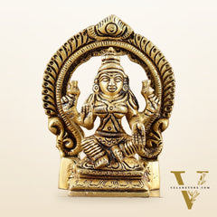 Small Pure Brass Ganesha Lakshmi Saraswati Idols with Prabhavali - 3 Inch