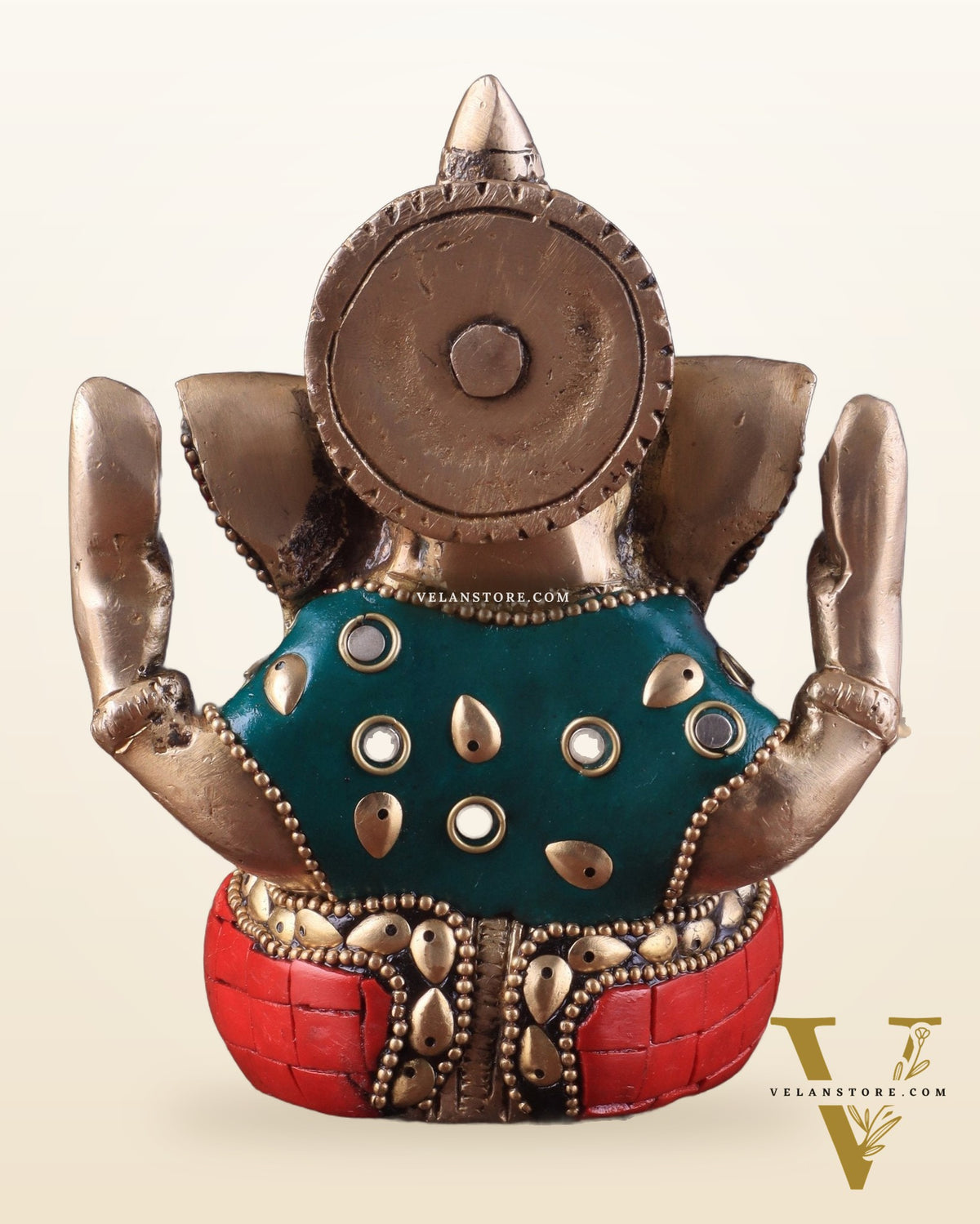 Small Pure Brass Lord Ganesha Idol with Stonework - 5 Inch