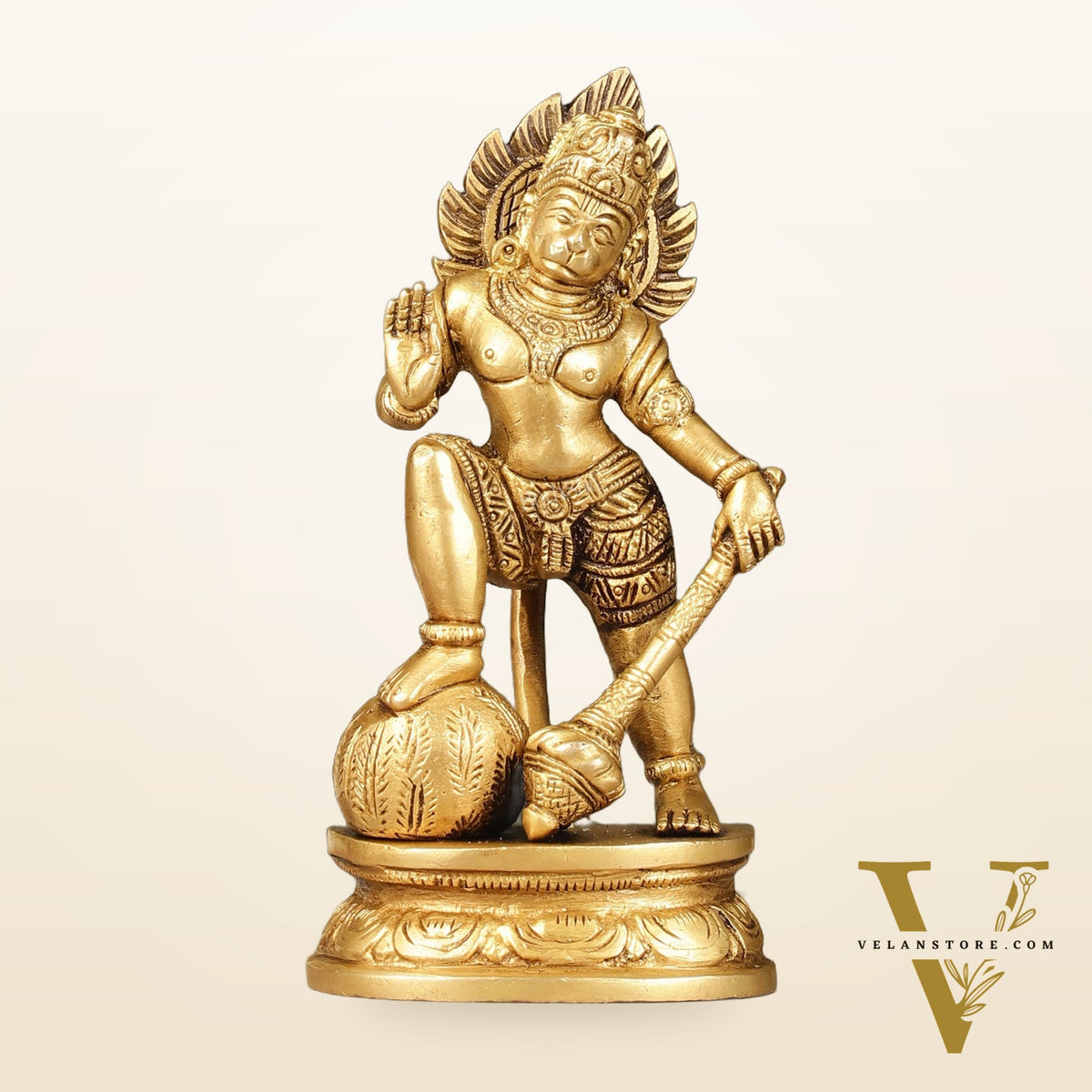 Small Pure Brass Standing Hanuman Idol | 6"