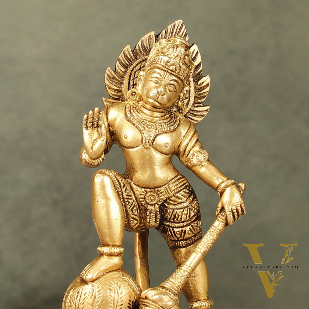Small Pure Brass Standing Hanuman Idol | 6"