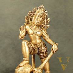 Small Pure Brass Standing Hanuman Idol | 6"