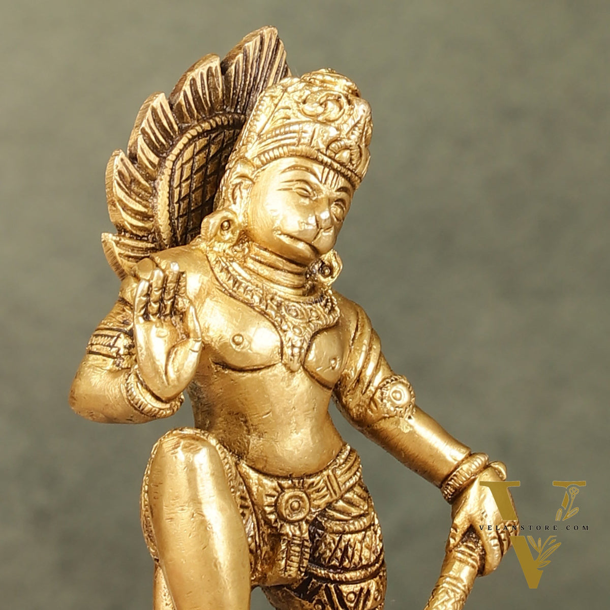 Small Pure Brass Standing Hanuman Idol | 6"