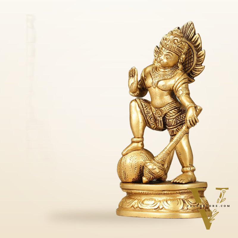 Small Pure Brass Standing Hanuman Idol | 6"