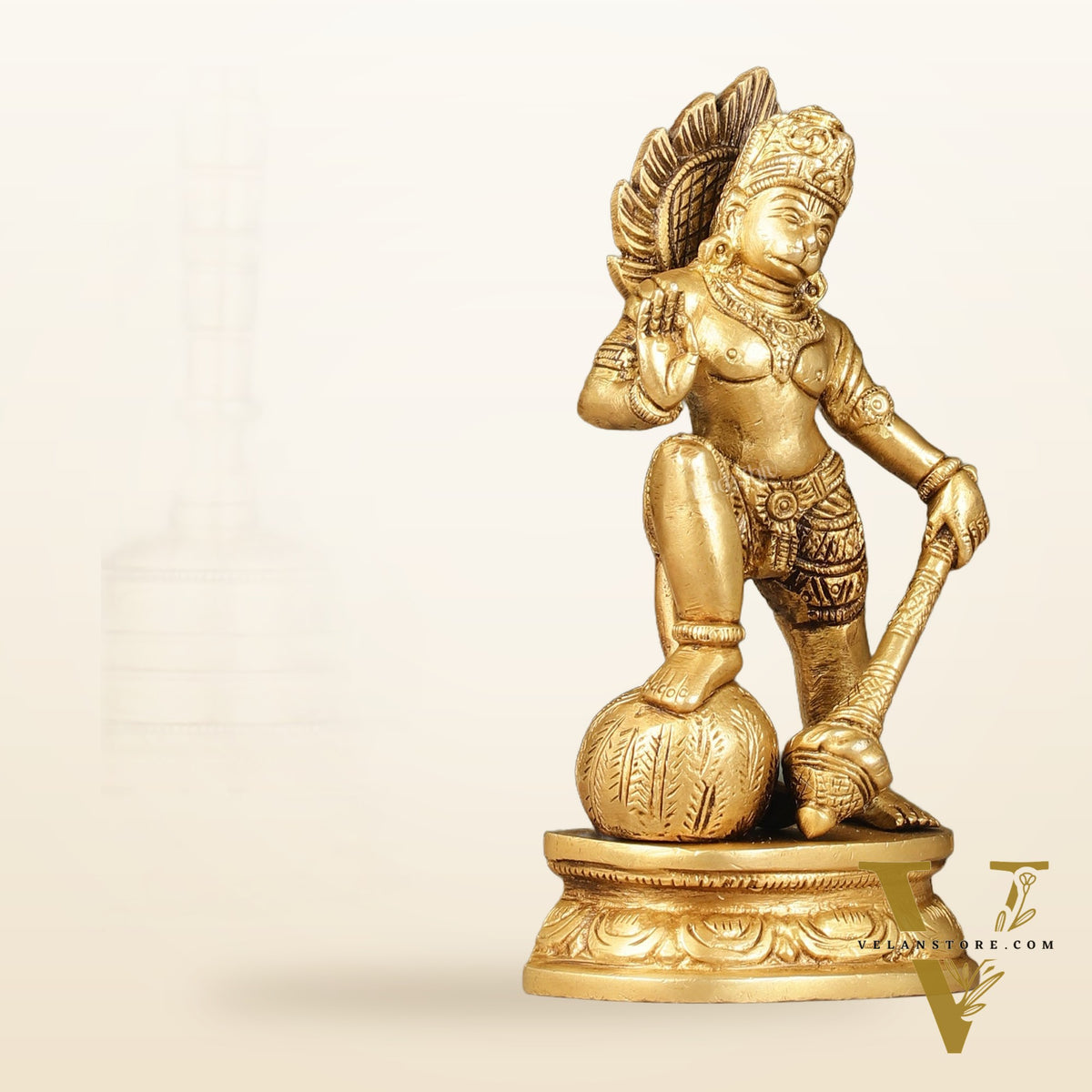 Small Pure Brass Standing Hanuman Idol | 6"