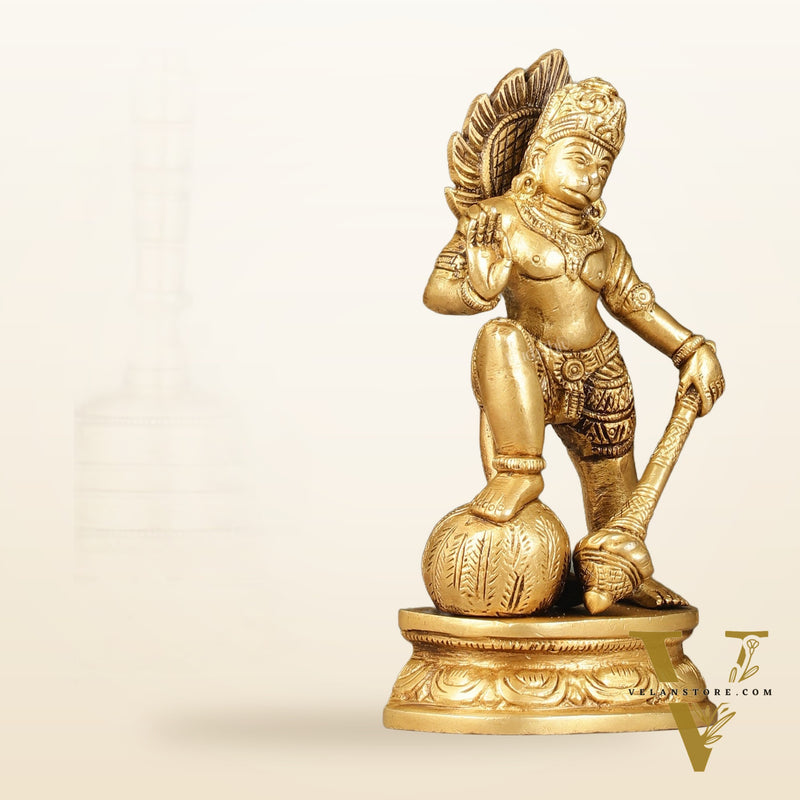 Small Pure Brass Standing Hanuman Idol | 6"