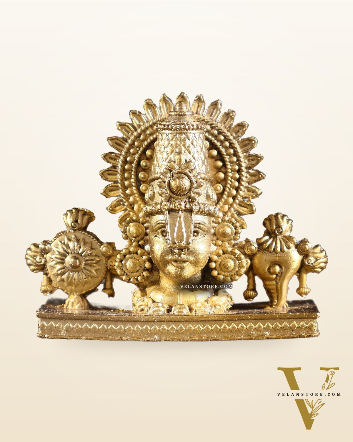 Small Pure Bronze Tirupati Balaji Face Bust | Panchaloha Idol with Lacquer Finish