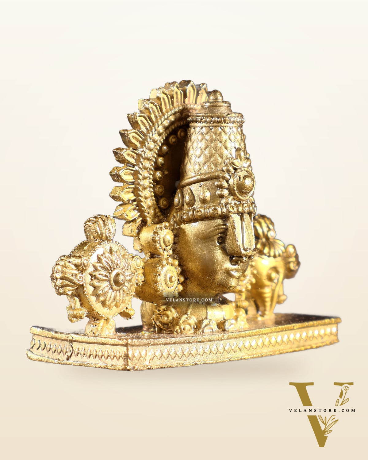 Small Pure Bronze Tirupati Balaji Face Bust | Panchaloha Idol with Lacquer Finish
