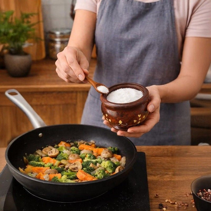 Acacia Wood Salt Box with Lid & Spoon – Multipurpose Wooden Kitchen Storage Container