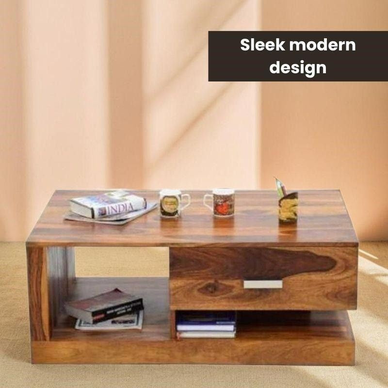 Avana Solid Sheesham Wood Coffee Table | Smart Storage, Modern Design for Living Room Coffee table by Woodensure