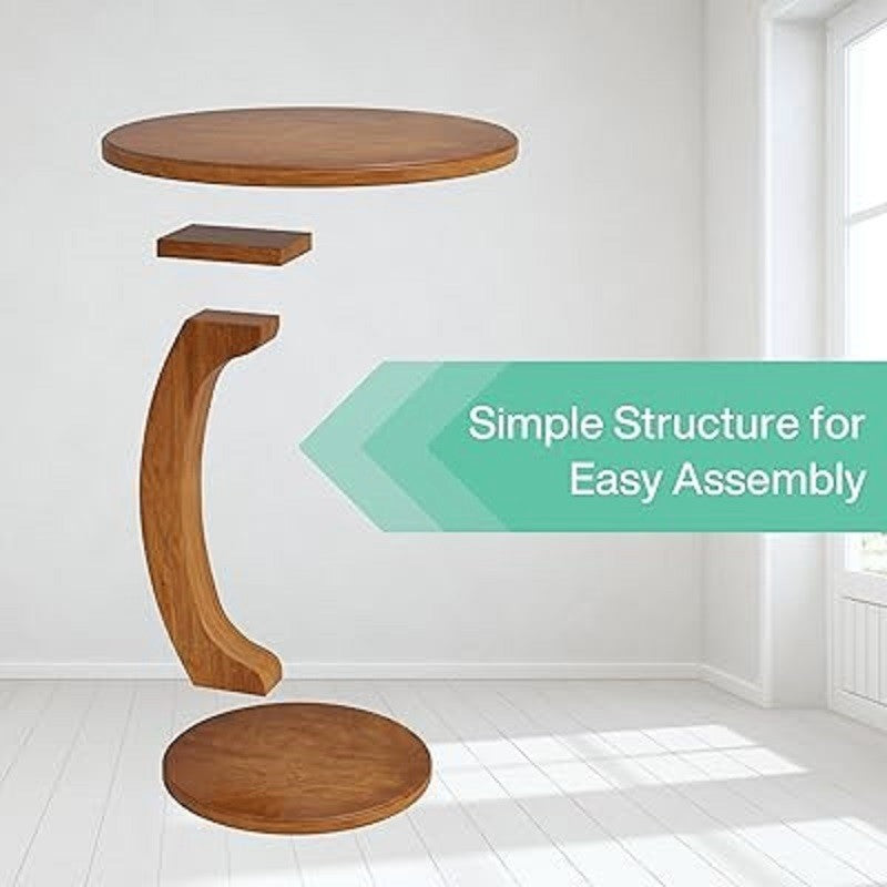 Solid Wood Round C Shape Side Table