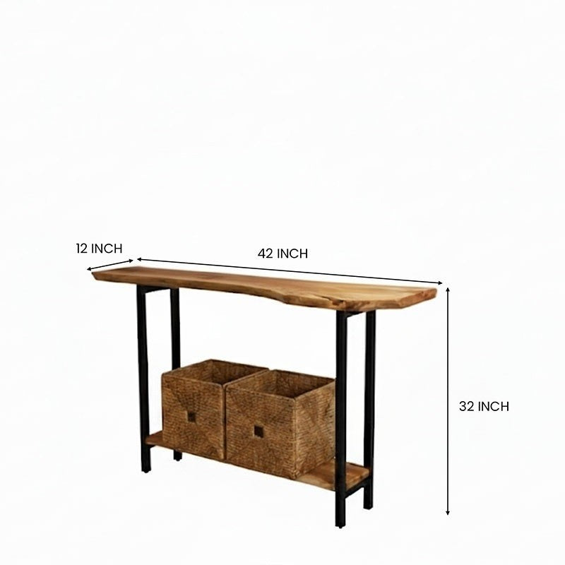 Live edge Console Table With Metal base frame