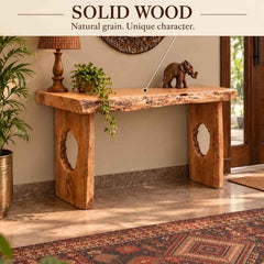 Handmade Live Edge Console Table with Sculptural Wooden Legs, Rustic Solid Wood Console Table, Luxury Entryway & Foyer Table, Modern Wood Sofa Table, Custom Made Hallway Furniture