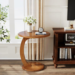 Solid Wood Round C Shape Side Table