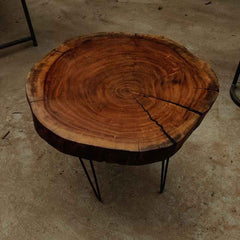 Live Edge Solid Wood Trunk Tree Slab with Minimal Epoxy | Organic Wood Coffee Table | Minimal Resin Center Table Top