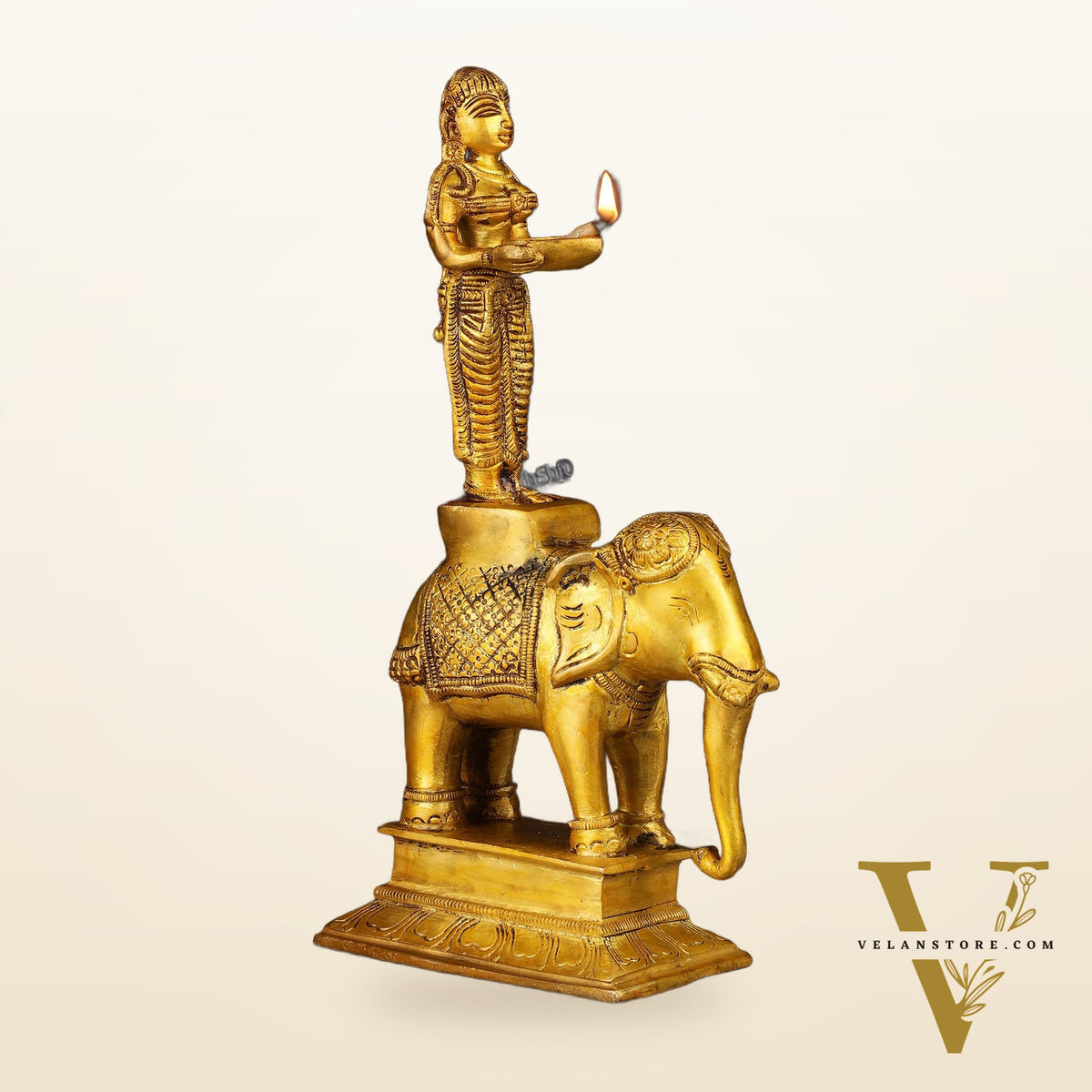South Indian Style Paavai Deepam on Elephant Vilakku 9.5"