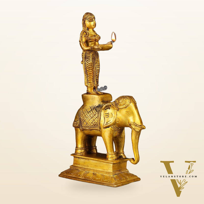 South Indian Style Paavai Deepam on Elephant Vilakku 9.5"