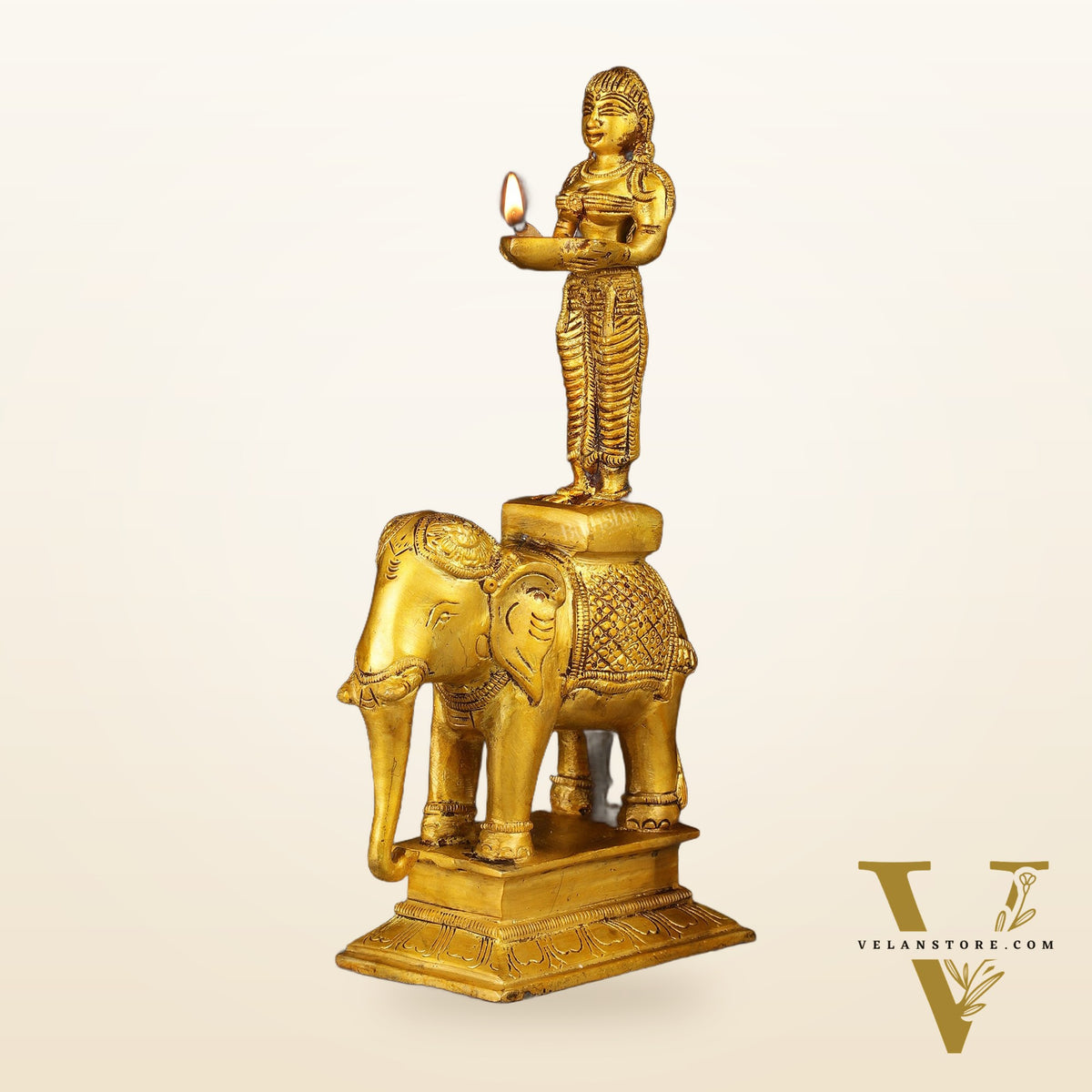 South Indian Style Paavai Deepam on Elephant Vilakku 9.5"