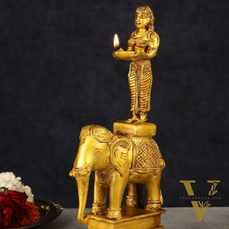 South Indian Style Paavai Deepam on Elephant Vilakku 9.5"
