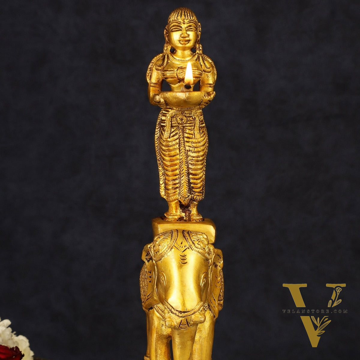 South Indian Style Paavai Deepam on Elephant Vilakku 9.5"