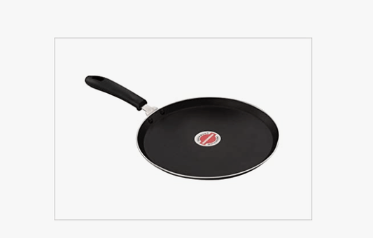 SOWBHAGYA Induction Base Non Stick Tawa, (26 cm, Black) | Dosa Roti Chapati Pathiri Tawa | Aluminium Non Stick Flat Tawa | Gas Stove Compatible, Non Stick Coating