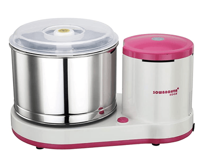 SOWBAGHYA 150W वेट ग्राइंडर, पिंक टेबल टॉप वेट ग्राइंडर मशीन | हैवी ड्यूटी मोटर | आपके किचन के लिए आदर्श | दक्षिण भारतीय व्यंजनों के सभी प्रकार के बैटर के लिए 2 लीटर वेट ग्राइंडर 