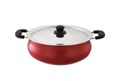 SOWBAGHYA Aluminium Biryani Pot with Lid, 6 L (Red) Handi | Patila | Bhagona | Tapeli with LID | Multipurpose Aluminium Cooking Utensils for Kitchen | Dishwasher Safe | Metal Spoon Friendly