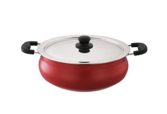 SOWBAGHYA Aluminium Biryani Pot with Lid, 6 L (Red) Handi | Patila | Bhagona | Tapeli with LID | Multipurpose Aluminium Cooking Utensils for Kitchen | Dishwasher Safe | Metal Spoon Friendly