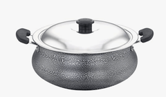 SOWBAGHYA Aluminium Biryani Pot with Lid, 3 Liters (Black) Handi, Patila, Bhagona, Tapeli with LID, Multipurpose Aluminium Cooking Utensil for Kitchen, Dishwasher Safe, Metal Spoon Friendly, Non-Stick-1