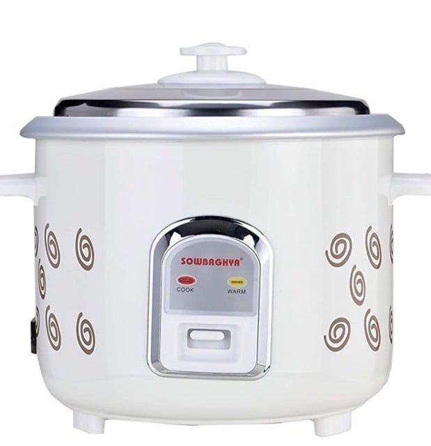 SOWBHAGYA Rice Cooker, White, 1.2L Rice Cooker, White | Digital Rice Cooker | with Steam & Rinse Basket | Stainless Steel | One-touch Operation and Keep Warm Function