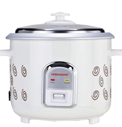 SOWBHAGYA Rice Cooker, White, 1.2L Rice Cooker, White | Digital Rice Cooker | with Steam & Rinse Basket | Stainless Steel | One-touch Operation and Keep Warm Function