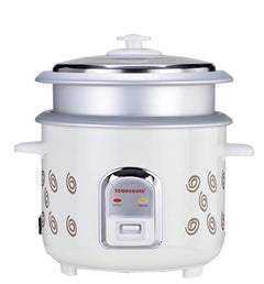 SOWBAGHYA 1.8L Rice Cooker with Inner Pot, White | Digital Rice Cooker | with Steam & Rinse Basket | Stainless Steel | One-touch Operation and Keep Warm Function-1