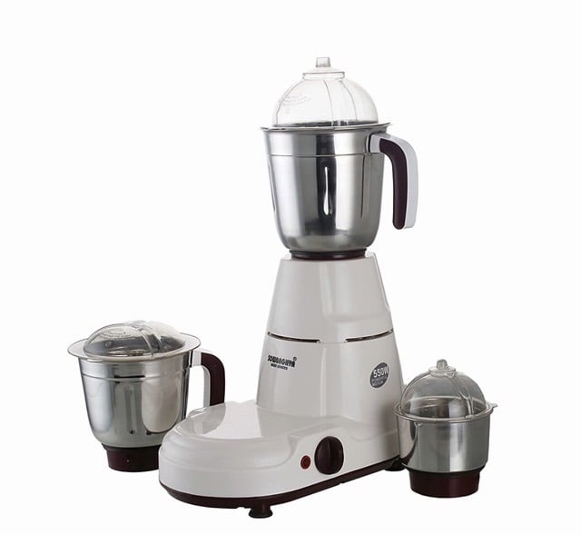SOWBAGHYA Stylus Mixer Grinder, 3 Jars 550W, (Multicolor) | Stainless Steel Leak-Proof Jars | Speed & Pulse Function | Jars & Flexi Lid | Square Shaped Quadri Flow Blender Jar