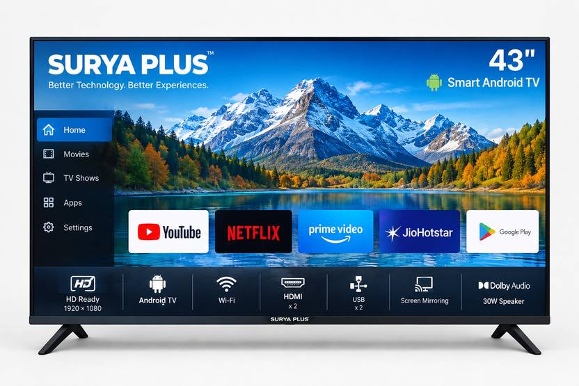 Surya Plus SP43AL01 109 cm (43 inch) Full HD LED Smart Android TV 2026 Edition with 1 Year Home Service Warranty-1