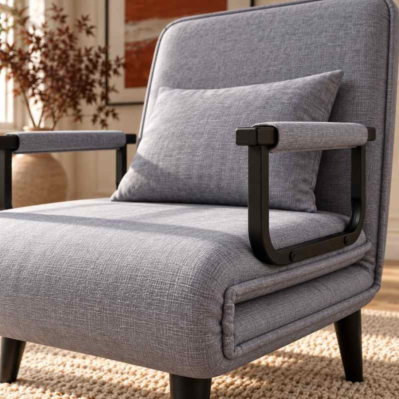 Single Seater Folding Sofa Come Bed, Convertible Sleeper Chair Bed for Bedroom & Guest Room, Space Saving Recliner Sofa Bed