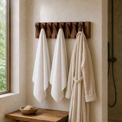 Acacia Wood Foldable Wall Hook Rack – Flip-Down Coat, Suit & Key Hanger (Space-Saving)